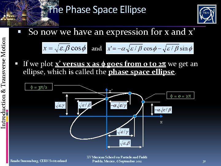 Introduction & Transverse Motion The Phase Space Ellipse So now we have an expression