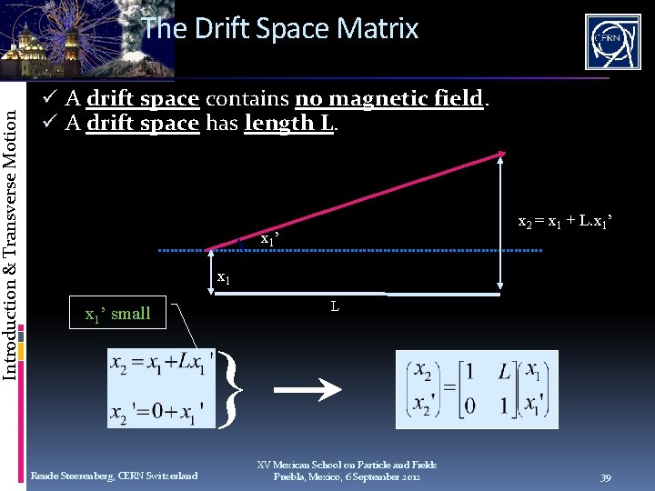 Introduction & Transverse Motion The Drift Space Matrix ü A drift space contains no