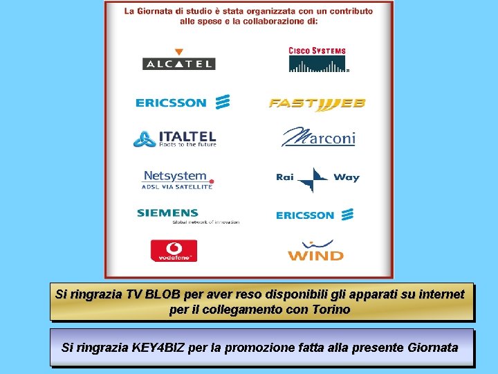 Si ringrazia TV BLOB per aver reso disponibili gli apparati su internet per il