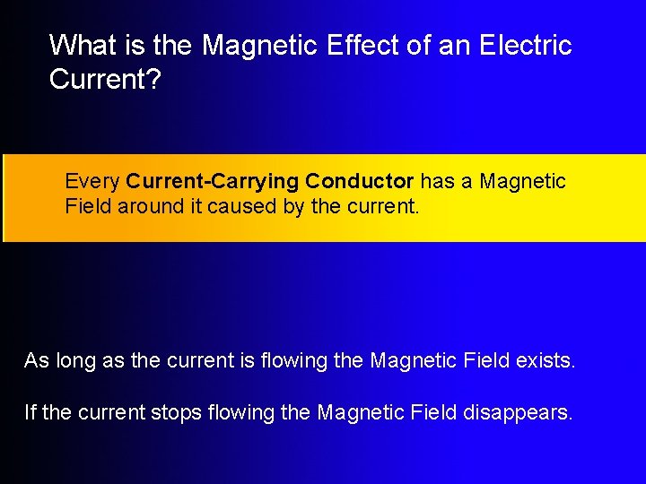 What is the Magnetic Effect of an Electric Current? Every Current-Carrying Conductor has a