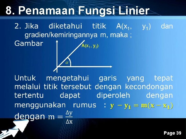 8. Penamaan Fungsi Linier A(x 1, y 2) Powerpoint Templates Page 39 