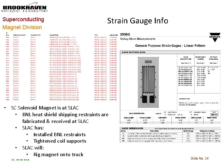 Superconducting Magnet Division Strain Gauge Info • SC Solenoid Magnet is at SLAC •