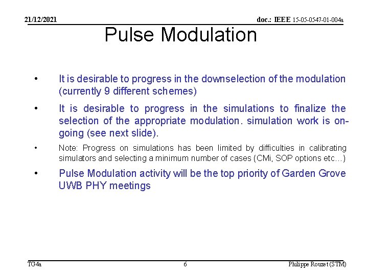 21/12/2021 doc. : IEEE 15 -05 -0547 -01 -004 a Pulse Modulation • It