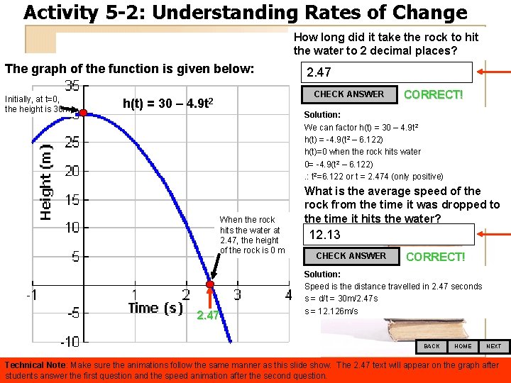 Activity 5 -2: Understanding Rates of Change How long did it take the rock