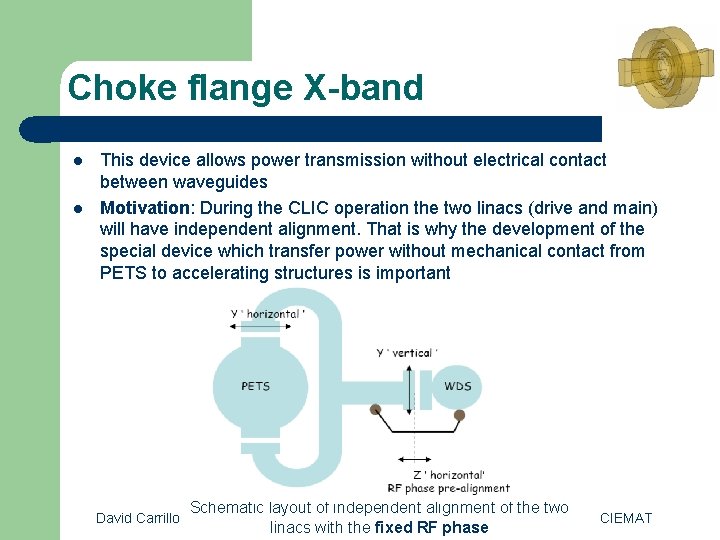 Choke flange X-band l l This device allows power transmission without electrical contact between