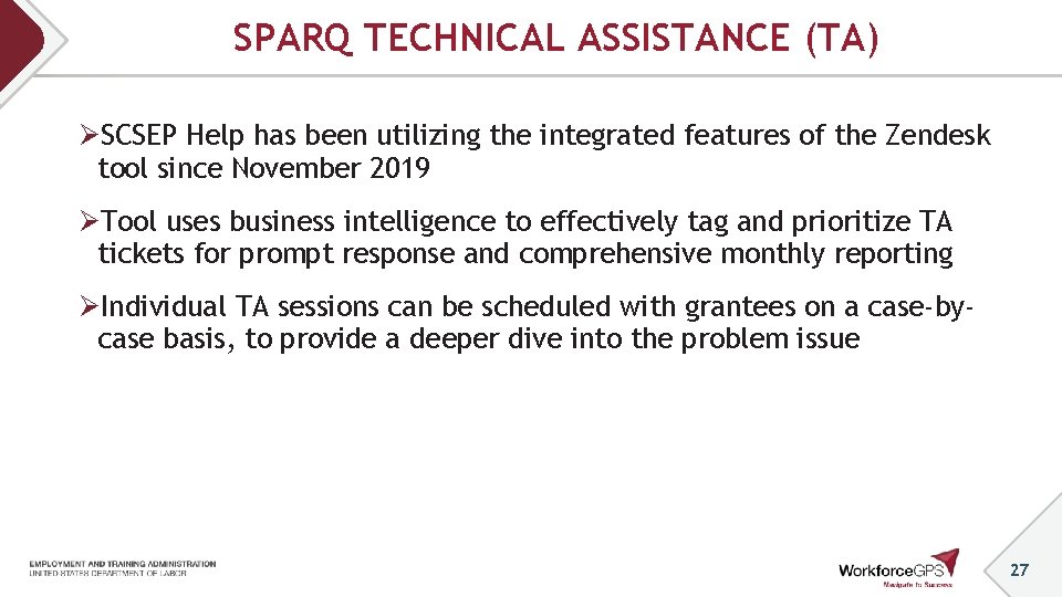 SPARQ TECHNICAL ASSISTANCE (TA) ØSCSEP Help has been utilizing the integrated features of the SPARQ TECHNICAL ASSISTANCE (TA) ØSCSEP Help has been utilizing the integrated features of the