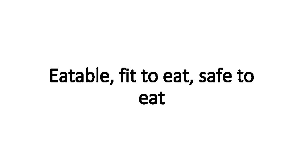 Eatable, fit to eat, safe to Indecisive eat 