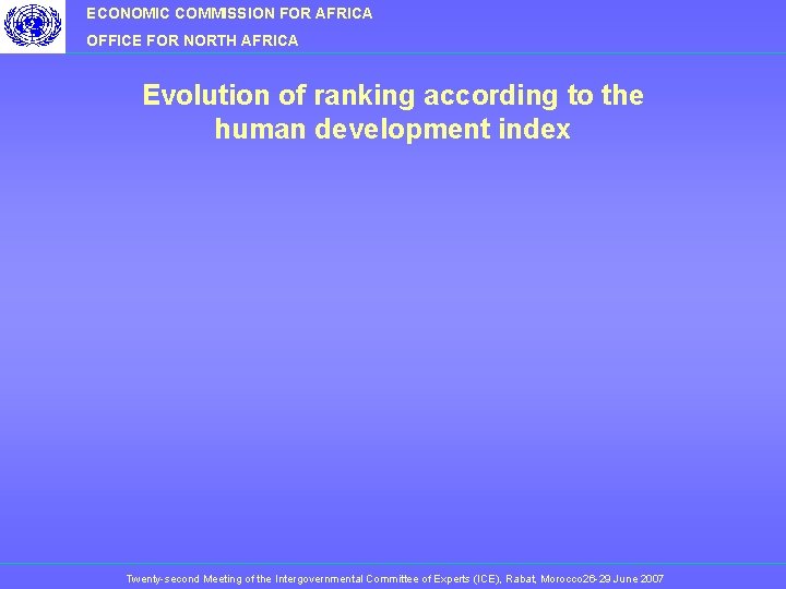 ECONOMIC COMMISSION FOR AFRICA OFFICE FOR NORTH AFRICA Evolution of ranking according to the