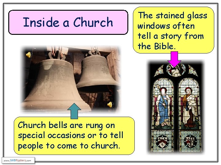 Inside a Church bells are rung on special occasions or to tell people to