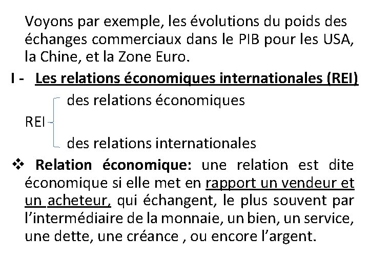 Voyons par exemple, les évolutions du poids des échanges commerciaux dans le PIB pour