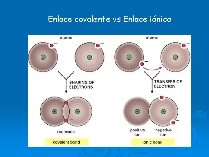 Enlace covalente vs Enlace iónico 