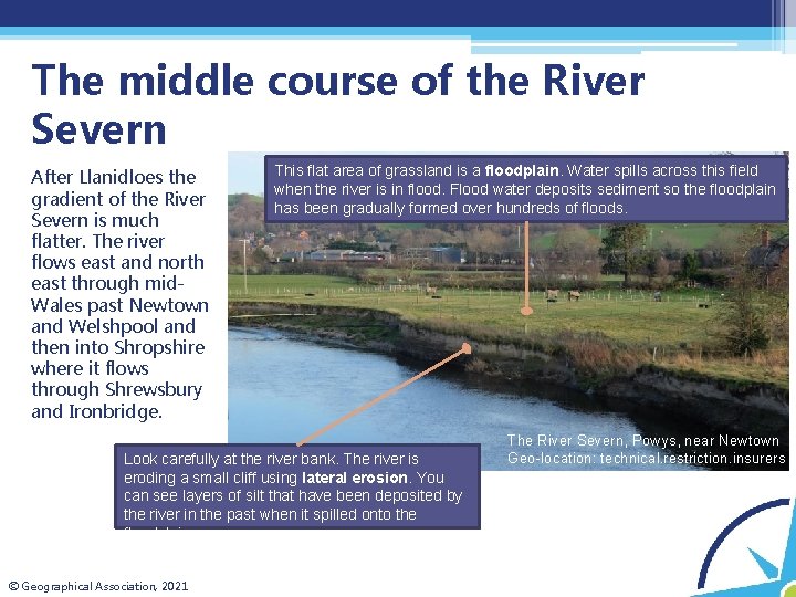 The middle course of the River Severn After Llanidloes the gradient of the River