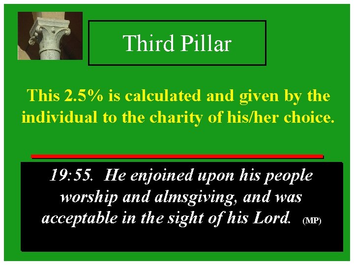 Third Pillar This 2. 5% is calculated and given by the individual to the Third Pillar This 2. 5% is calculated and given by the individual to the