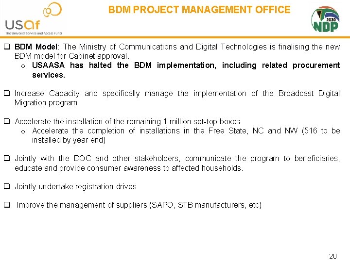 BDM PROJECT MANAGEMENT OFFICE q BDM Model: The Ministry of Communications and Digital Technologies