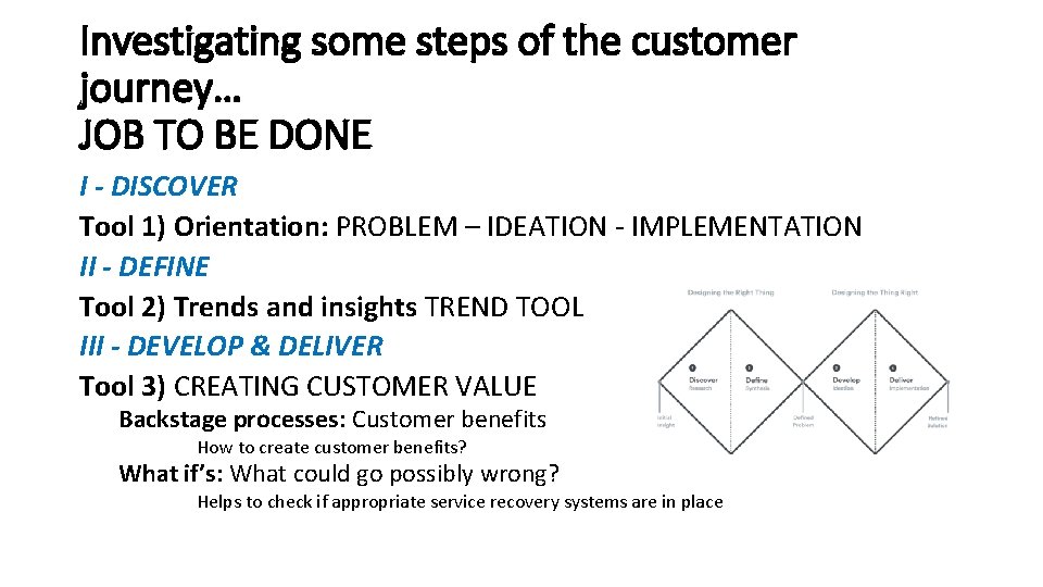Investigating some steps of the customer journey… JOB TO BE DONE I - DISCOVER