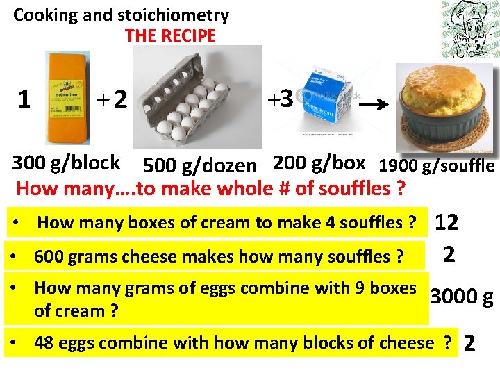 Stochiometry Cooking Examples Reaction Stoichiometry Problems part 1 Class Practice Balancing