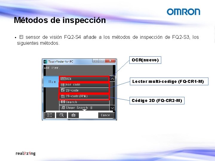 Métodos de inspección · El sensor de visión FQ 2 -S 4 añade a