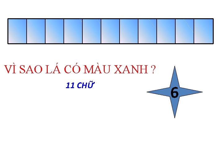 VÌ SAO LÁ CÓ MÀU XANH ? 11 CHỮ 6 