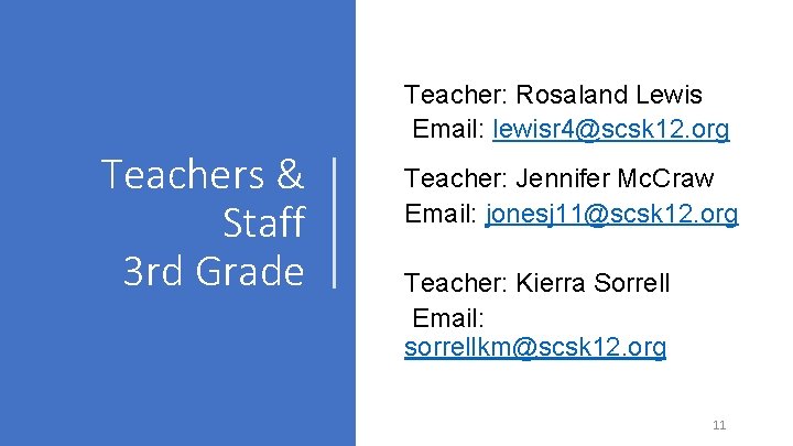 Teacher: Rosaland Lewis Email: lewisr 4@scsk 12. org Teachers & Staff 3 rd Grade