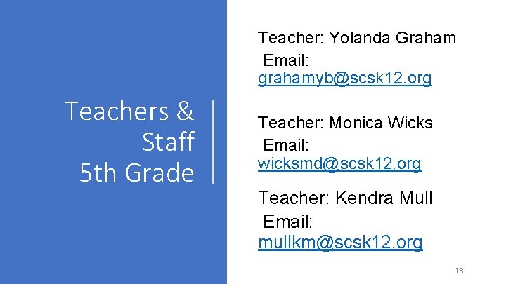 Teacher: Yolanda Graham Email: grahamyb@scsk 12. org Teachers & Staff 5 th Grade Teacher: