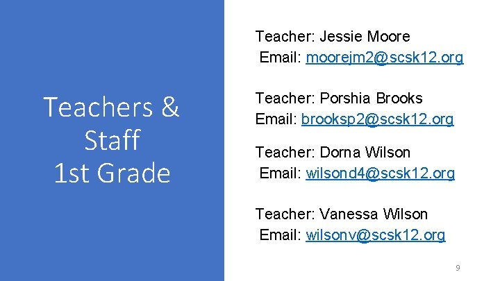 Teacher: Jessie Moore Email: moorejm 2@scsk 12. org Teachers & Staff 1 st Grade