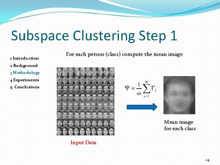 Subspace Clustering Step 1 1 Introduction For each person (class) compute the mean image