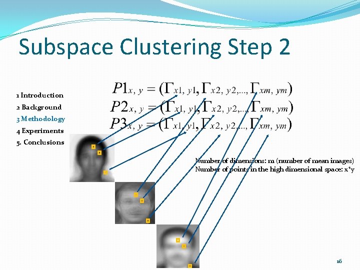 Subspace Clustering Step 2 1 Introduction 2 Background 3 Methodology 4 Experiments 5. Conclusions