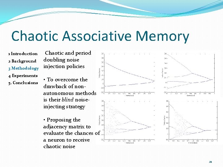 Chaotic Associative Memory 1 Introduction 2 Background 3 Methodology 4 Experiments 5. Conclusions Chaotic