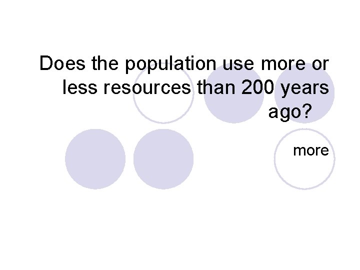Does the population use more or less resources than 200 years ago? more 