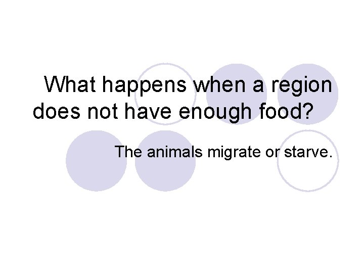 What happens when a region does not have enough food? The animals migrate or