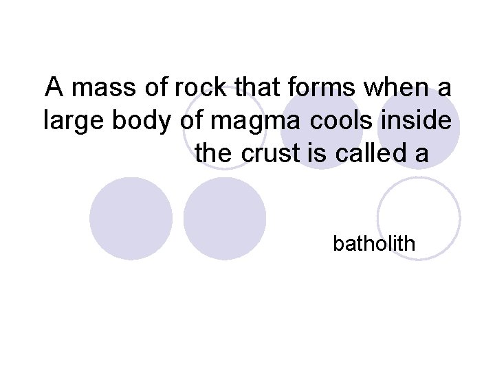 A mass of rock that forms when a large body of magma cools inside