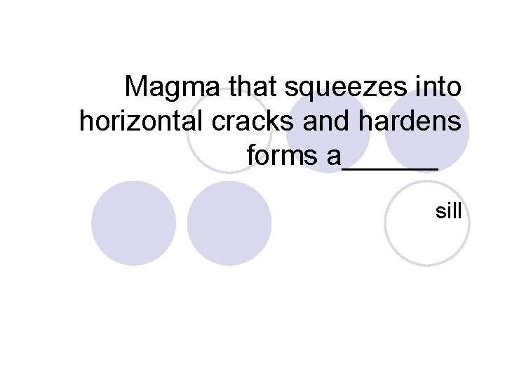 Magma that squeezes into horizontal cracks and hardens forms a______ sill 