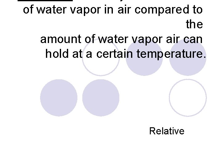 of water vapor in air compared to the amount of water vapor air can