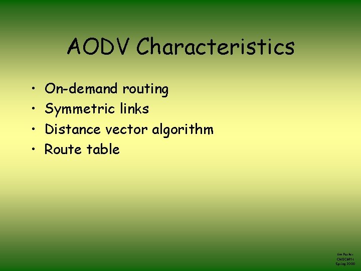 Adhoc OnDemand Distance Vector Routing A dynamic routing