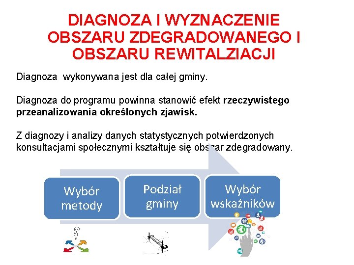 DIAGNOZA I WYZNACZENIE OBSZARU ZDEGRADOWANEGO I OBSZARU REWITALZIACJI Diagnoza wykonywana jest dla całej gminy.