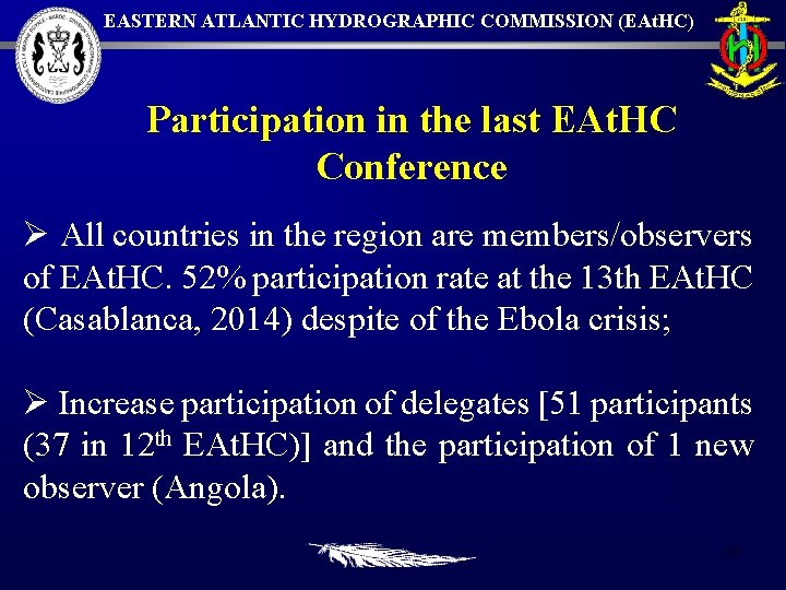 EASTERN ATLANTIC HYDROGRAPHIC COMMISSION (EAt. HC) Participation in the last EAt. HC Conference Ø