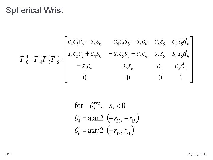 Spherical Wrist 22 12/21/2021 