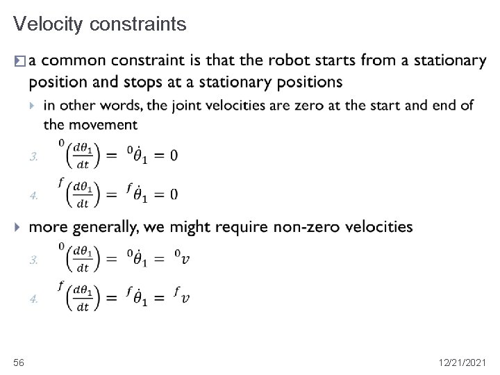 Velocity constraints � 56 12/21/2021 