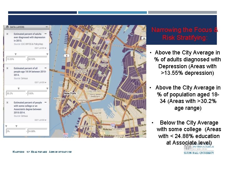 Narrowing the Focus & Risk Stratifying: • Above the City Average in % of Narrowing the Focus & Risk Stratifying: • Above the City Average in % of