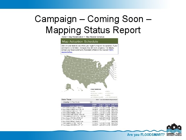 Campaign – Coming Soon – Mapping Status Report 