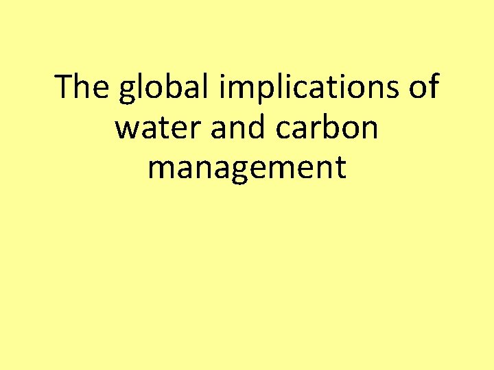 The global implications of water and carbon management 