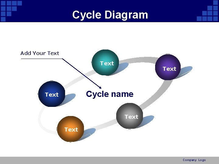 Cycle Diagram Add Your Text Cycle name Text Company Logo 