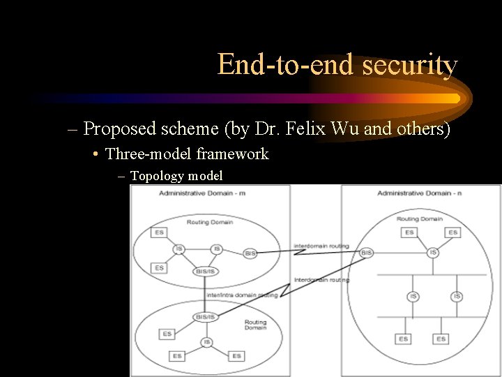 End-to-end security – Proposed scheme (by Dr. Felix Wu and others) • Three-model framework