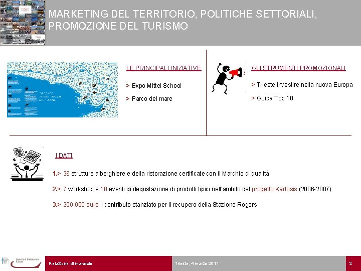 MARKETING DEL TERRITORIO, POLITICHE SETTORIALI, PROMOZIONE DEL TURISMO LE PRINCIPALI INIZIATIVE GLI STRUMENTI PROMOZIONALI