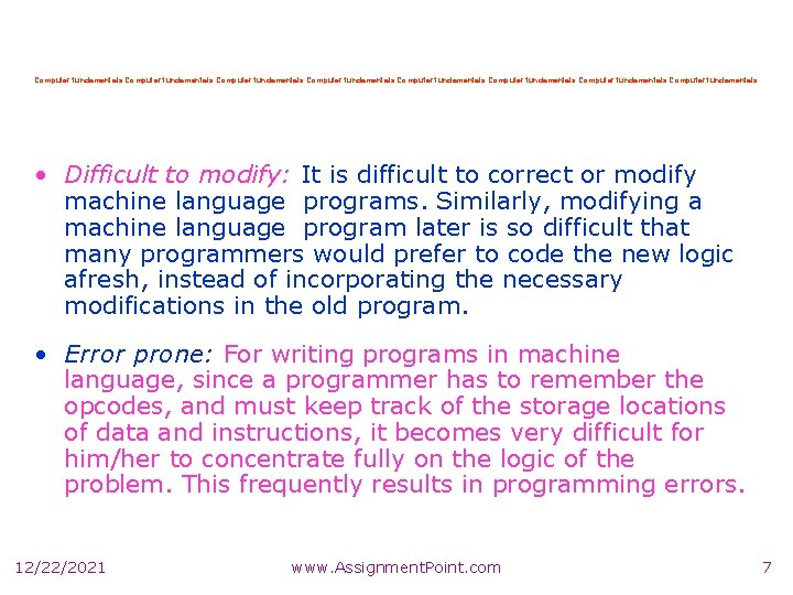 Computer fundamentals Computer fundamentals • Difficult to modify: It is difficult to correct or