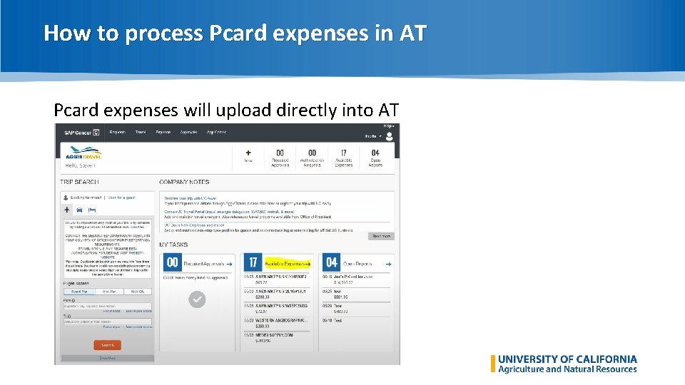 How to process Pcard expenses in AT Pcard expenses will upload directly into AT