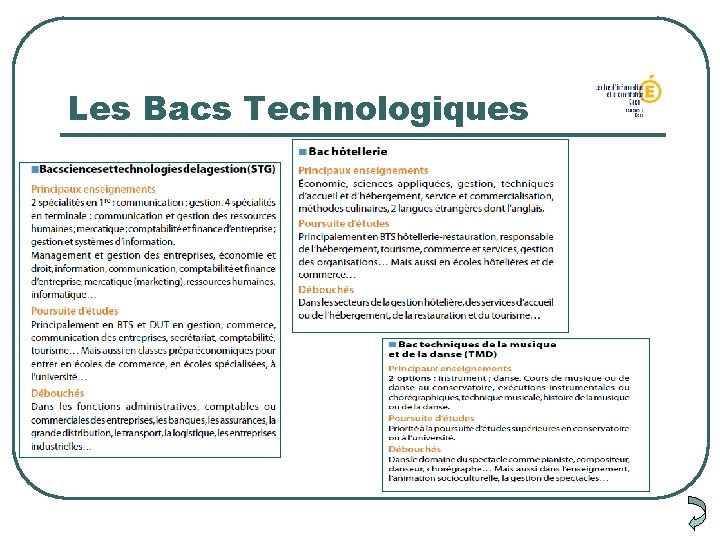 Les Bacs Technologiques 