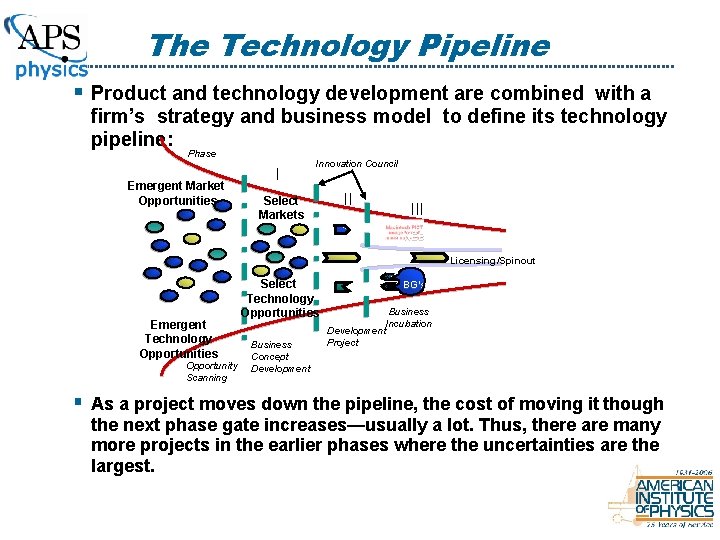 The Technology Pipeline § Product and technology development are combined with a firm’s strategy