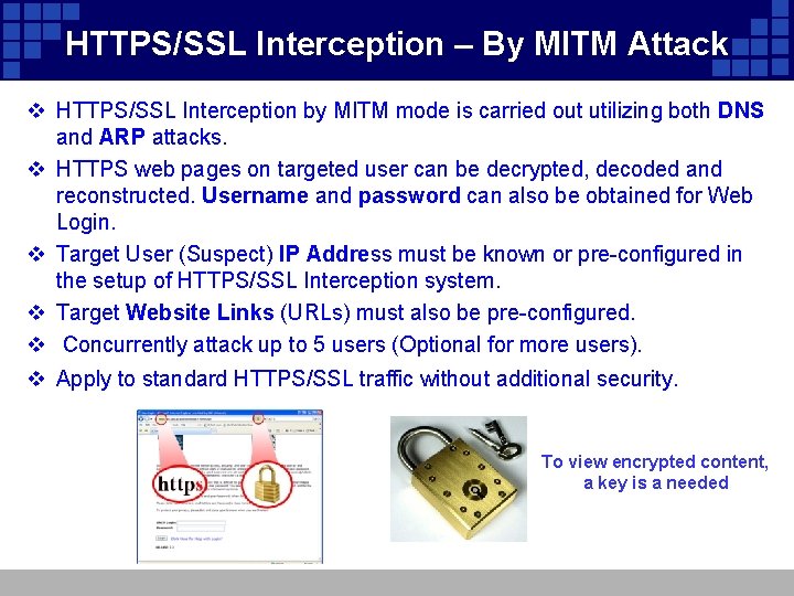 HTTPS/SSL Interception – By MITM Attack v HTTPS/SSL Interception by MITM mode is carried