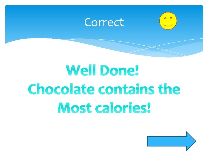 Correct Well Done! Chocolate contains the Most calories! 